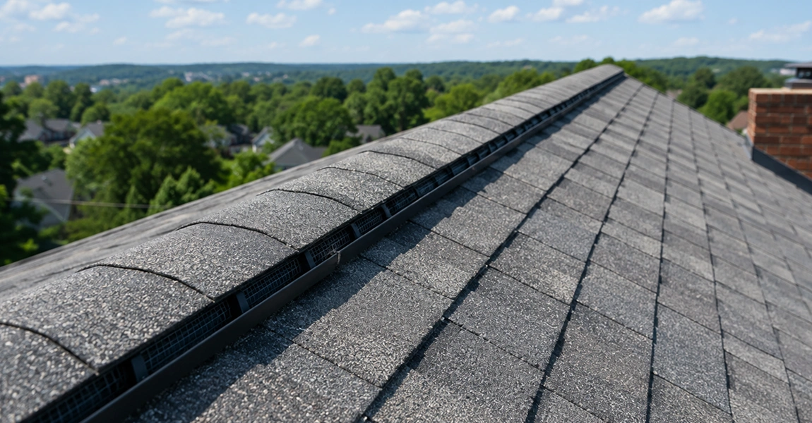Image of ridge vent showing attic ventilation in Missouri